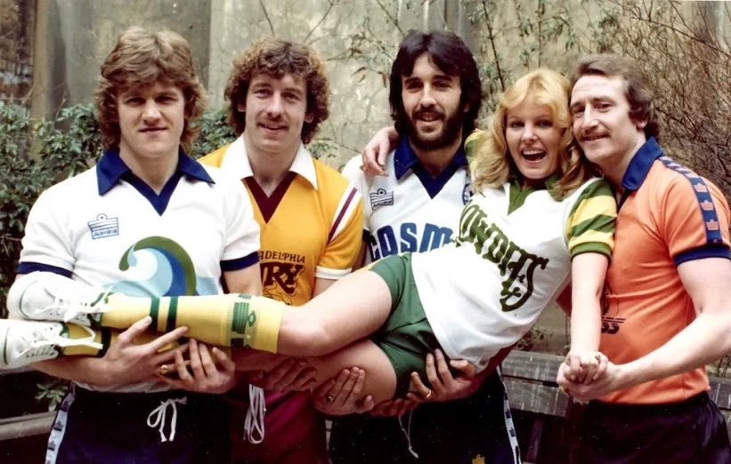 Indoor soccer players wearing vintage Admiral shirts